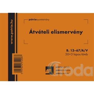 Átvételi elismervény (nyugta) A6 50x3 lapos B.13-67A/V